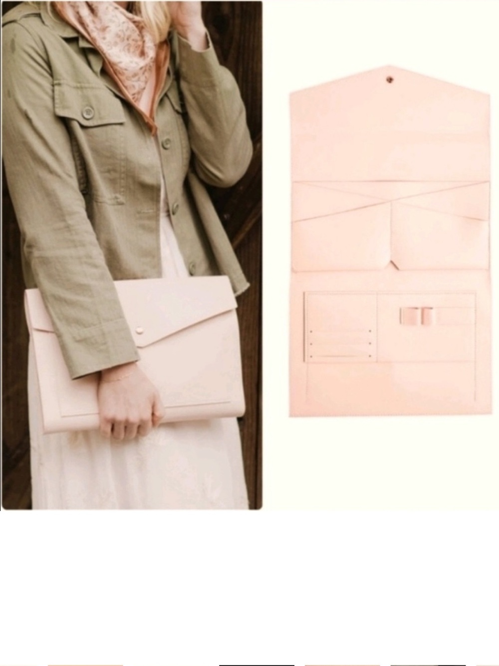 Megan Portfolio Clutch Glass Ladder and Co Organizer (Blush/Baby Pink) 13”x9”